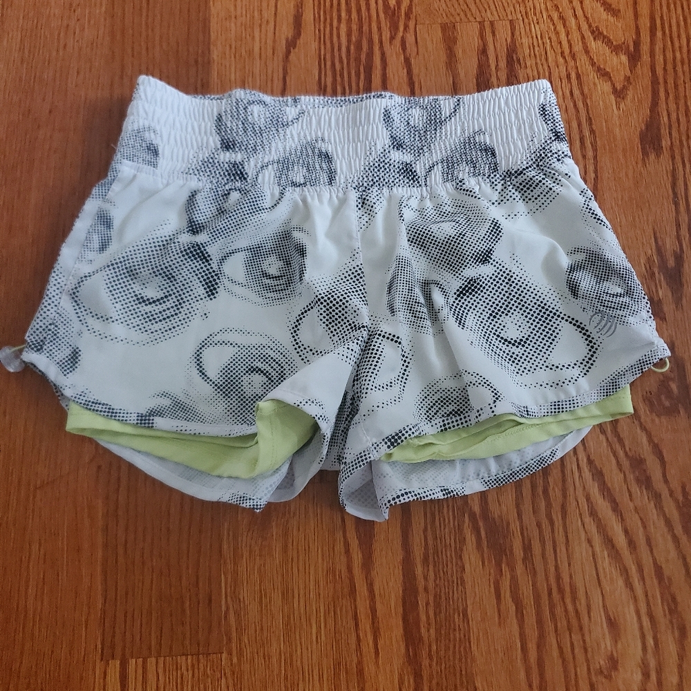 White and Yellow Printed MPG Exercise Shorts